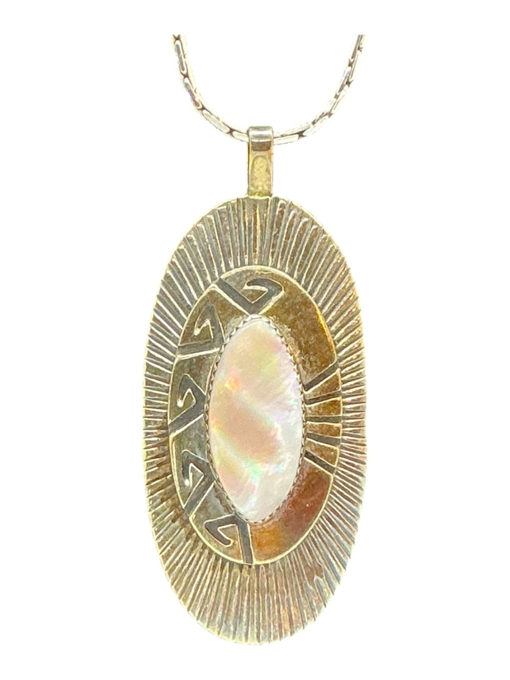 Vintage M Begay Sterling Silver Navajo Native American Necklace with MOP
